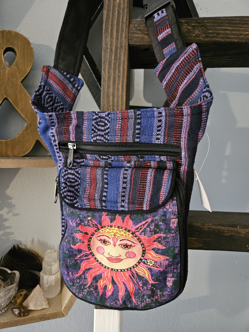 Boho Sun Face Crossbody Bag – Kathmandu Imports Woven Hippie Pouch